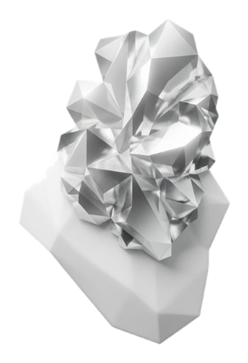 The atelier stone: a rough-cut white rock bearing a cluster of crystal facets