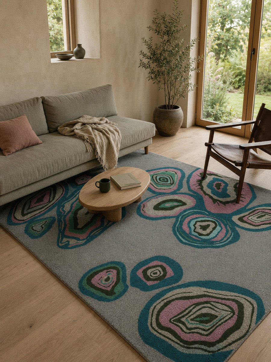 Stones rug in a living room