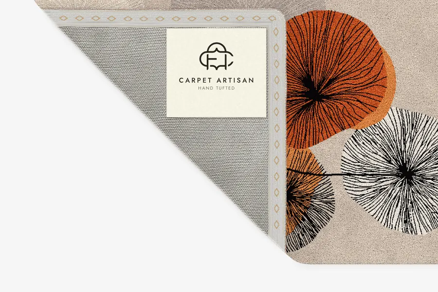 The back of a hand-tufted rug: a backing cloth over the tufts