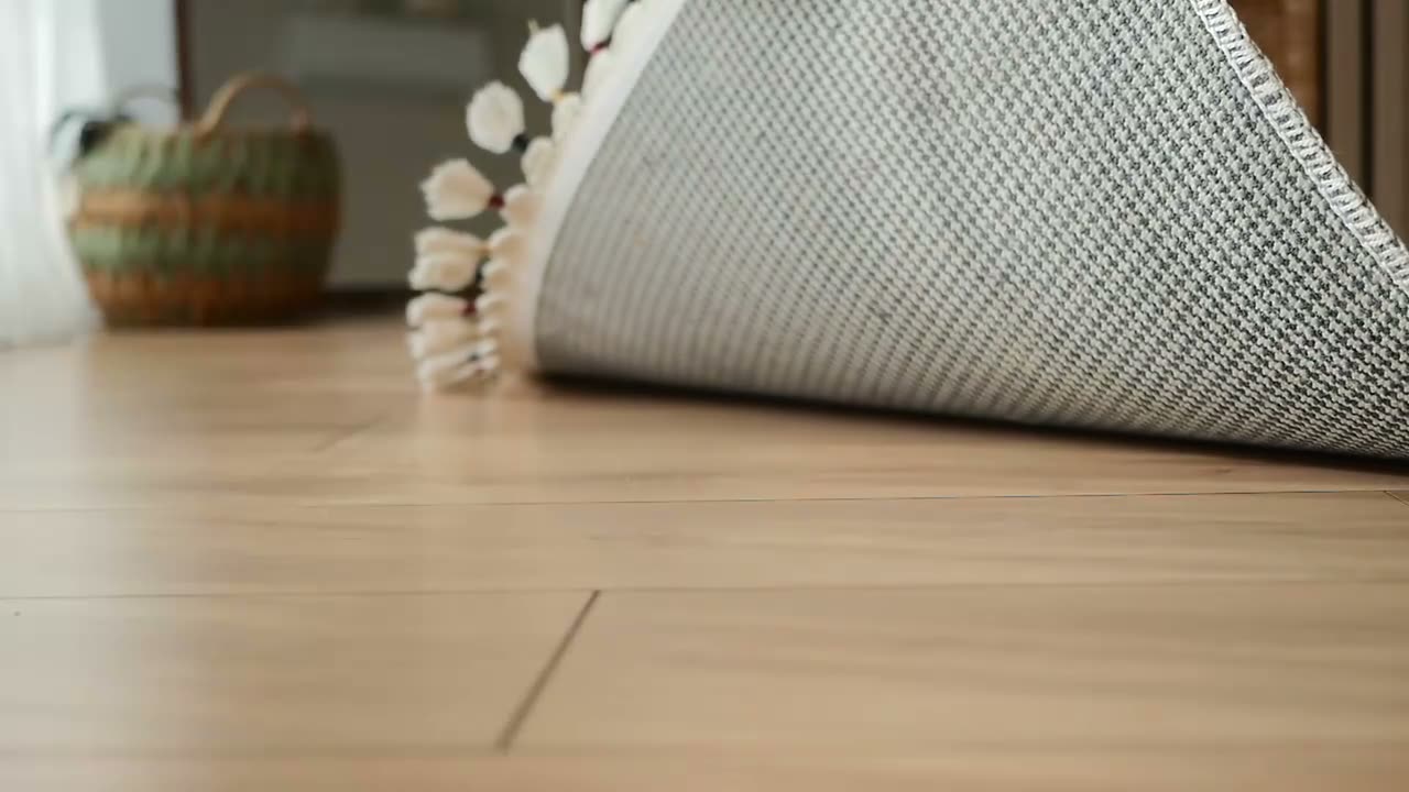 A hand-bound rug edge with tassels
